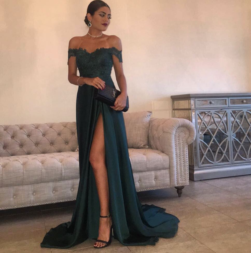 navy split dress